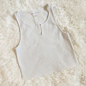 American Eagle Outfitters Cream Ribbed Tank Top
